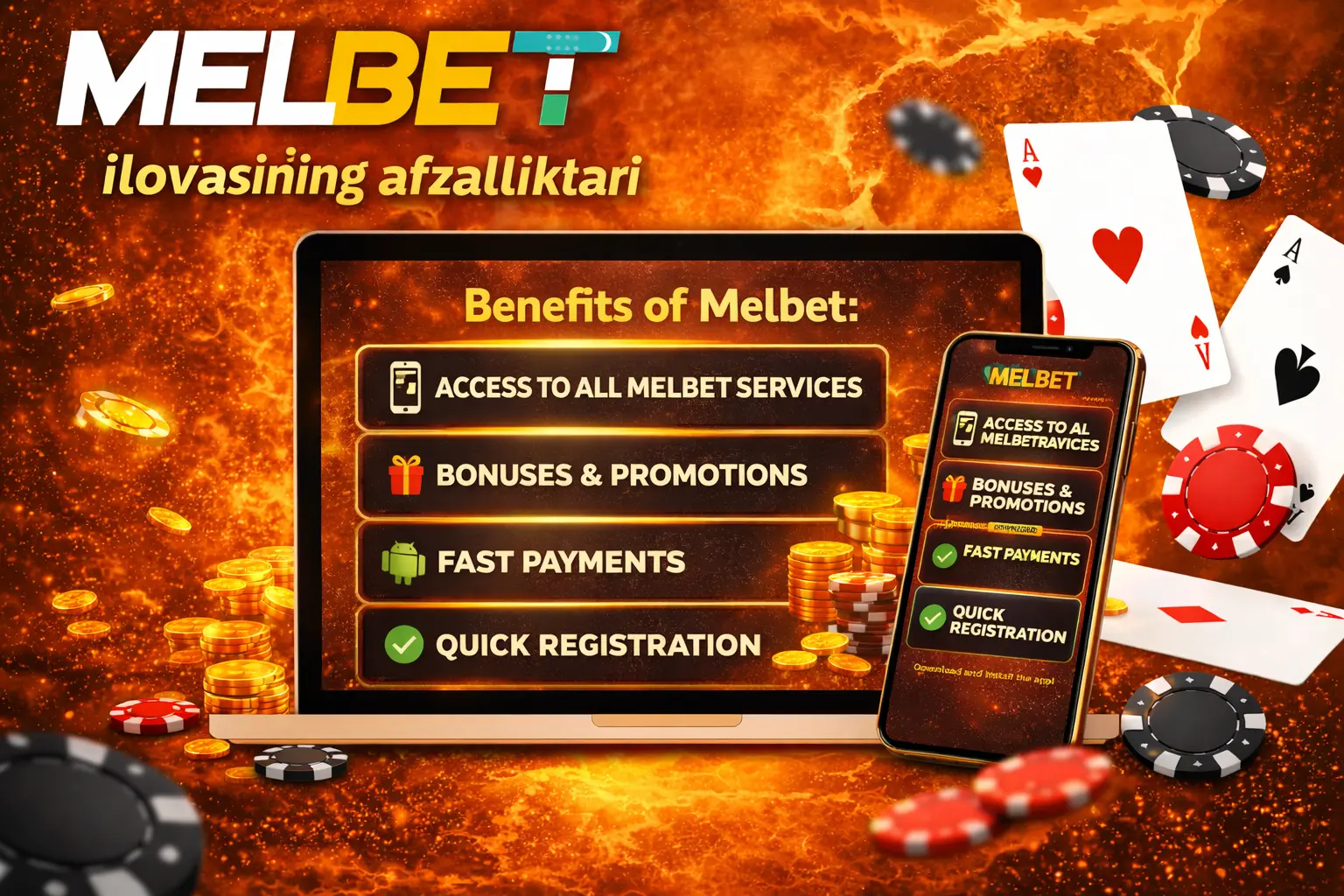 Melbet ilovasining afzalliklari